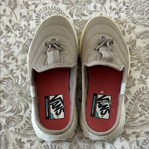 Vans Taupe Slip-On Sneakers with Red Insoles-Size 5 1/2
Women’s